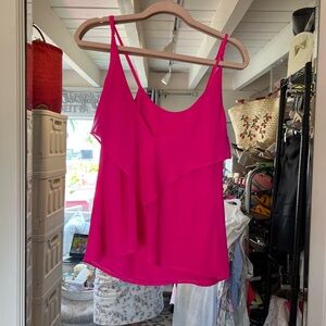 Naked Zebra Pink Asymmetrical Ruffled Camisole